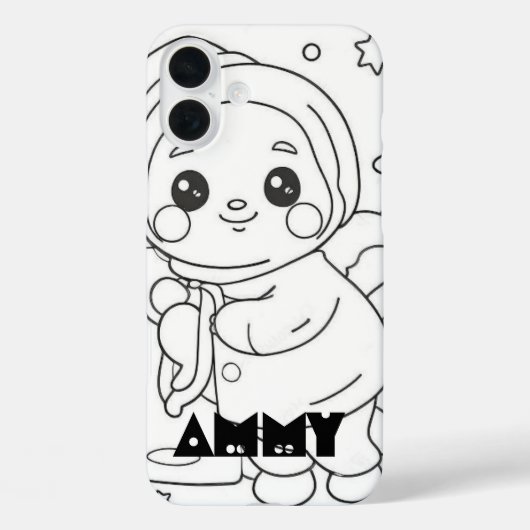 Coque monogramme de dessin animé - Mate iPhone (Verso)