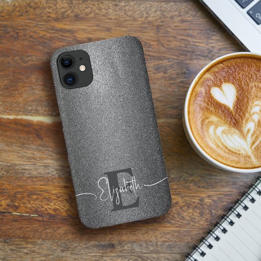 Coque Monogramme de Parties scintillant d'argent p