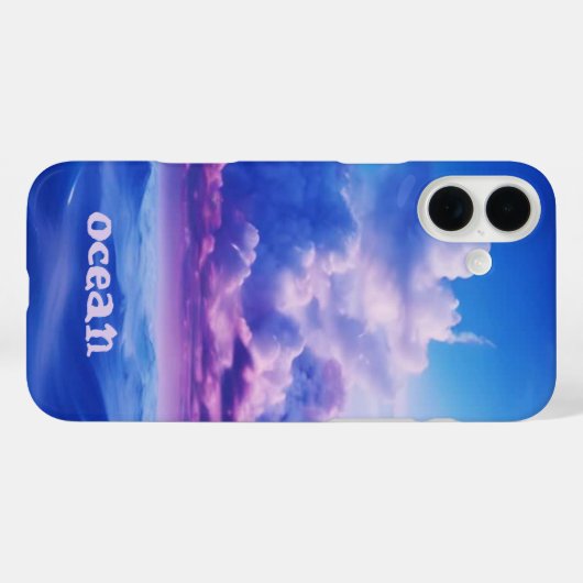 Coque Monogrammé Océan Bleu - Mate iPhone (Verso (horizontal))