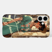 Coque monogramme vintage - Mate iPhone (Verso (horizontal))