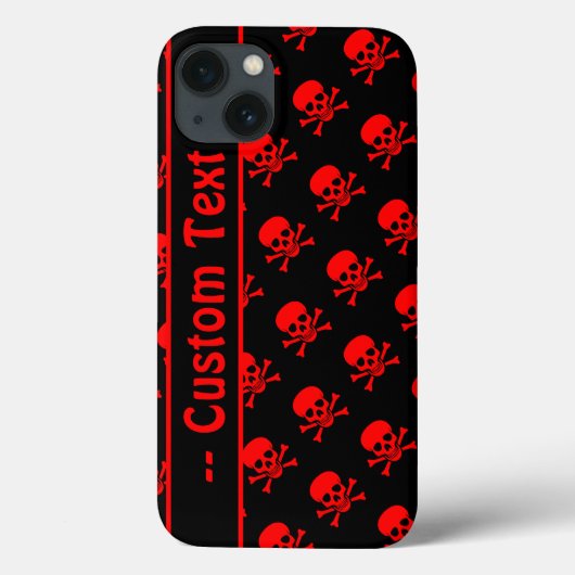 Coque Motif de crâne noir et rouge avec texte pers (Verso)