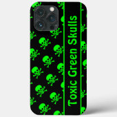 Coque Motif de crâne noir et vert avec texte perso (Verso)