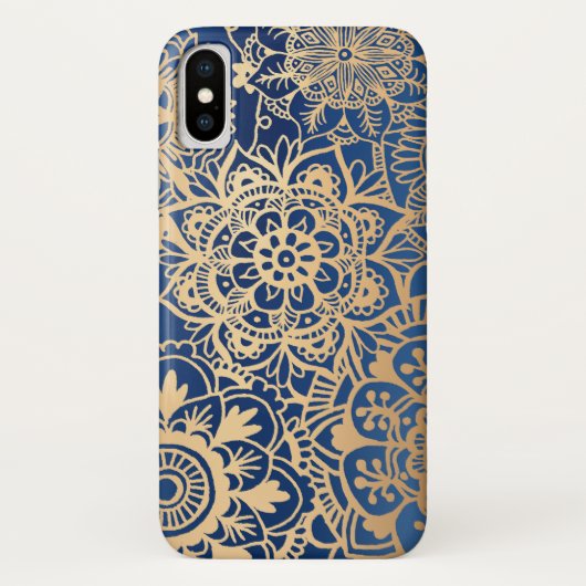 Coque Motif de Mandala bleu et or (Dos)