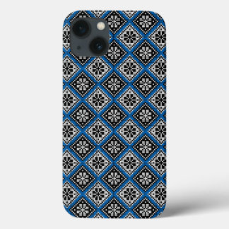 Coque Motif estonien bleu noir et blanc Mitten