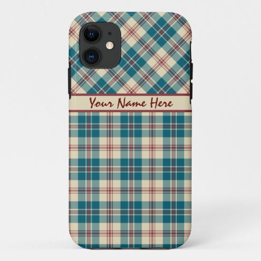 Coque Navy Blue, Deep Red, Beige Plaid iPhone 5/5s (Dos)