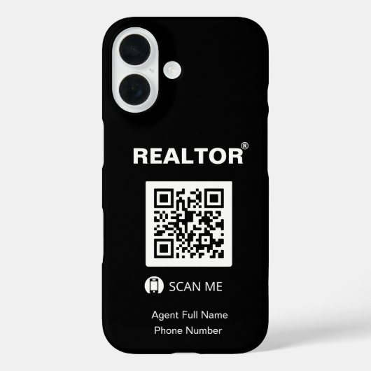 coque noir iPhone 16 - Realtor®+QR Code (Verso)