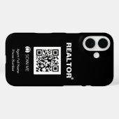 coque noir iPhone 16 - Realtor®+QR Code (Verso (horizontal))