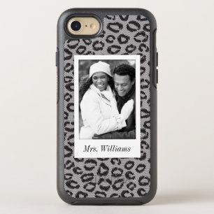 Coque Otterbox Symmetry Pour iPhone 7 Dentelle photo et nom avec motif léopard