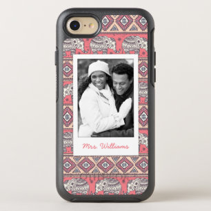 Coque Otterbox Symmetry Pour iPhone 7 Photo et nom Pink Ethnic Elephant Motif