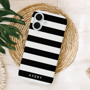 Coque personnalisé moderne en bande noire et blanc