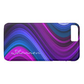 coque personnalisé Purple / Blue Abstrait Waves iP (Dos (Horizontal))