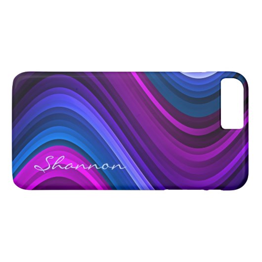 coque personnalisé Purple / Blue Abstrait Waves iP (Dos (Horizontal))