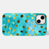 Coque pois Faux Gold Et Turquoise Aquarelle (Verso (horizontal))