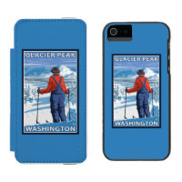 Admirer de skieur - crête de glacier, Washington