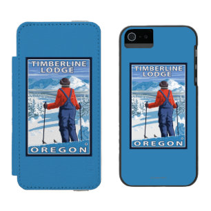 Coque-portefeuille iPhone 5 Incipio Watson™ Admirer de skieur - loge de Timberline, Orégon