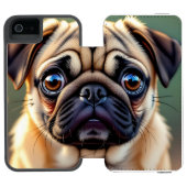 Coque Portefeuille Incipio Pour iPhone Adorable Pug Close up | Cute Dog (Folio Ouvert)