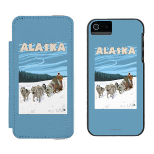 Coque-portefeuille iPhone 5 Incipio Watson™ Affiche de Vintage voyage d'AlaskaDogsledding