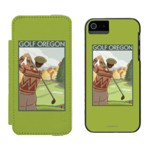 Coque-portefeuille iPhone 5 Incipio Watson™ Affiche de Vintage voyage de scène d'OregonGolf
