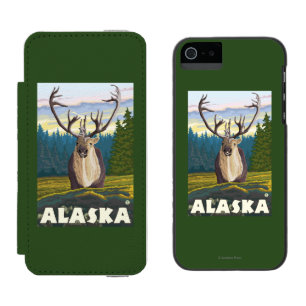 Coque-portefeuille iPhone 5 Incipio Watson™ AlaskaCaribou dans le Vintage voyage sauvage