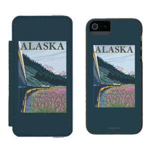Coque-portefeuille iPhone 5 Incipio Watson™ AlaskaRailroad et Vintage voyage de Fireweed