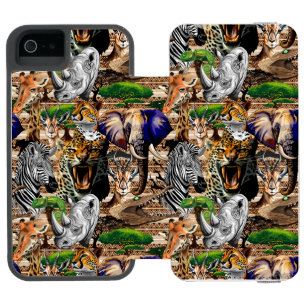 Coque-portefeuille iPhone 5 Incipio Watson™ Animaux sauvages de la Savane africaine