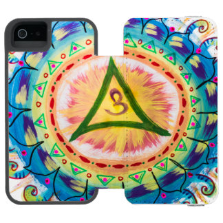 Coque-portefeuille iPhone 5 Incipio Watson™ Aquarelle Om Mandala Peinte à la Main