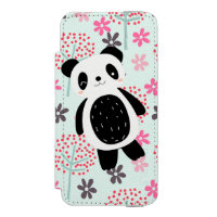 Arbres, fleurs et ours de panda