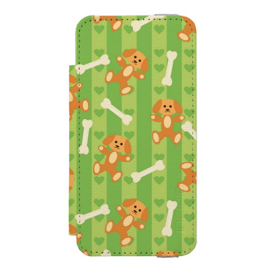 Coque Portefeuille Incipio Pour iPhone arrière - plan avec des chiens et des os (Folio Devant)