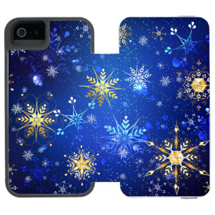 Coque-portefeuille iPhone 5 Incipio Watson™ Arrière - plan Bleu XMAS avec des flocons de neige