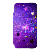 Coque Portefeuille Incipio Pour iPhone Arrière - plan de feuille violet avec étoiles (Folio Devant)