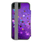 Coque Portefeuille Incipio Pour iPhone Arrière - plan de feuille violet avec étoiles (Folio Dos)