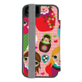Coque Portefeuille Incipio Pour iPhone Arrière - plan russe d'illustration de poupée (Folio Dos)