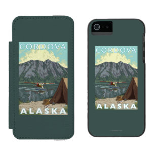Coque-portefeuille iPhone 5 Incipio Watson™ Avion de Bush et pêche - Cordova, Alaska