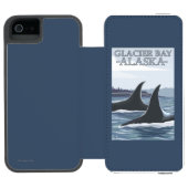 Coque Portefeuille Incipio Pour iPhone Baleines #1 - baie de glacier, Alaska d'orque (Folio Ouvert)