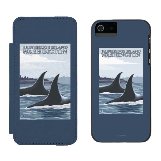 Coque Portefeuille Incipio Pour iPhone Baleines #1 - île de Bainbridge, Washington (Côté par côté)