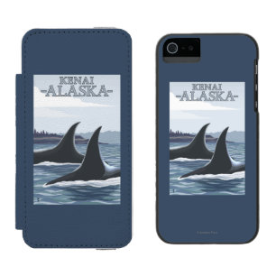 Coque-portefeuille iPhone 5 Incipio Watson™ Baleines #1 - Kenai, Alaska d'orque