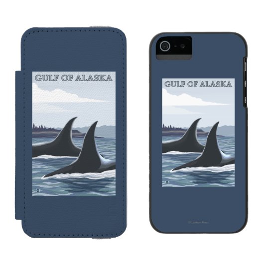 Coque Portefeuille Incipio Pour iPhone Baleines #1 - le golfe d'Alaska d'orque (Côté par côté)