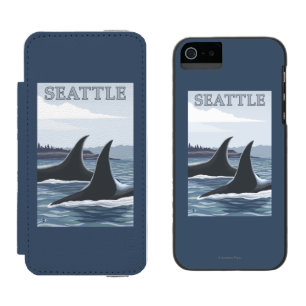 Coque-portefeuille iPhone 5 Incipio Watson™ Baleines #1 - Seattle, Washington d'orque