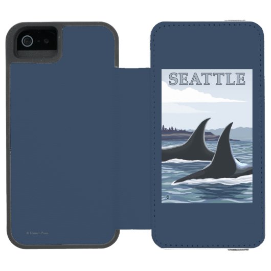 Coque Portefeuille Incipio Pour iPhone Baleines #1 - Seattle, Washington d'orque (Folio Ouvert)