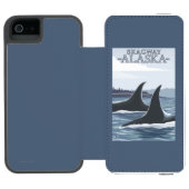 Coque Portefeuille Incipio Pour iPhone Baleines #1 - Skagway, Alaska d'orque (Folio Ouvert)