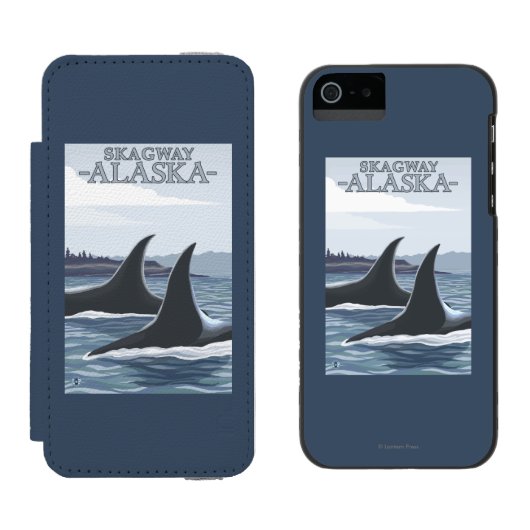 Coque Portefeuille Incipio Pour iPhone Baleines #1 - Skagway, Alaska d'orque (Côté par côté)