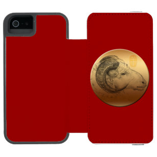 Coque-portefeuille iPhone 5 Incipio Watson™ Bélier d'or ou baies - Chinois + Astrologie occide