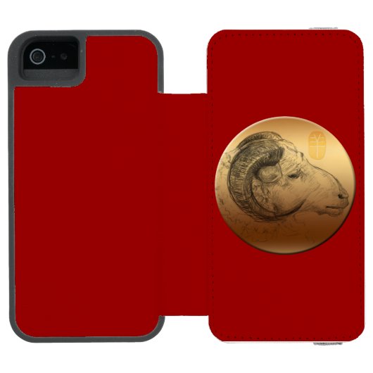 Coque Portefeuille Incipio Pour iPhone Bélier d'or ou baies - Chinois + Astrologie occide (Folio Ouvert)
