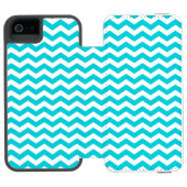 Coque Portefeuille Incipio Pour iPhone Blanc et motif de zigzag d'Aqua (Folio Ouvert)