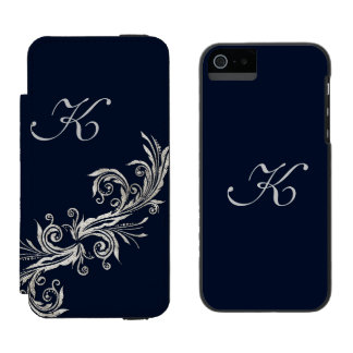 Coque-portefeuille iPhone 5 Incipio Watson™ Boîtier Porte-Maillot Monogram iPhone 5S bleu et a