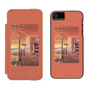 Coque-portefeuille iPhone 5 Incipio Watson™ Bord de la mer, vue d'OregonAquarium