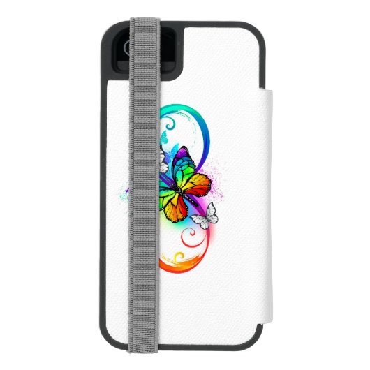 Coque Portefeuille Incipio Pour iPhone Bright infinity with rainbow butterfly (Folio Dos)