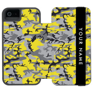 Coque-portefeuille iPhone 5 Incipio Watson™ Camouflage jaune et gris Personnalisez votre nom