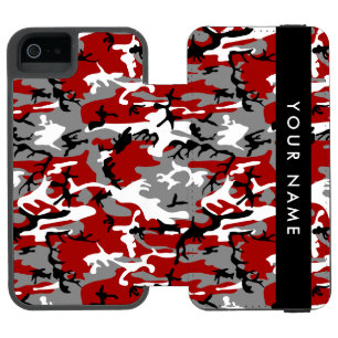 Coque-portefeuille iPhone 5 Incipio Watson™ Camouflage rouge et gris Votre nom Personnaliser