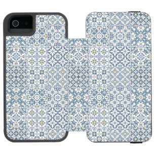 Coque-portefeuille iPhone 5 Incipio Watson™ Carreaux Méditerranéens, Marocains, Majolique, Azu